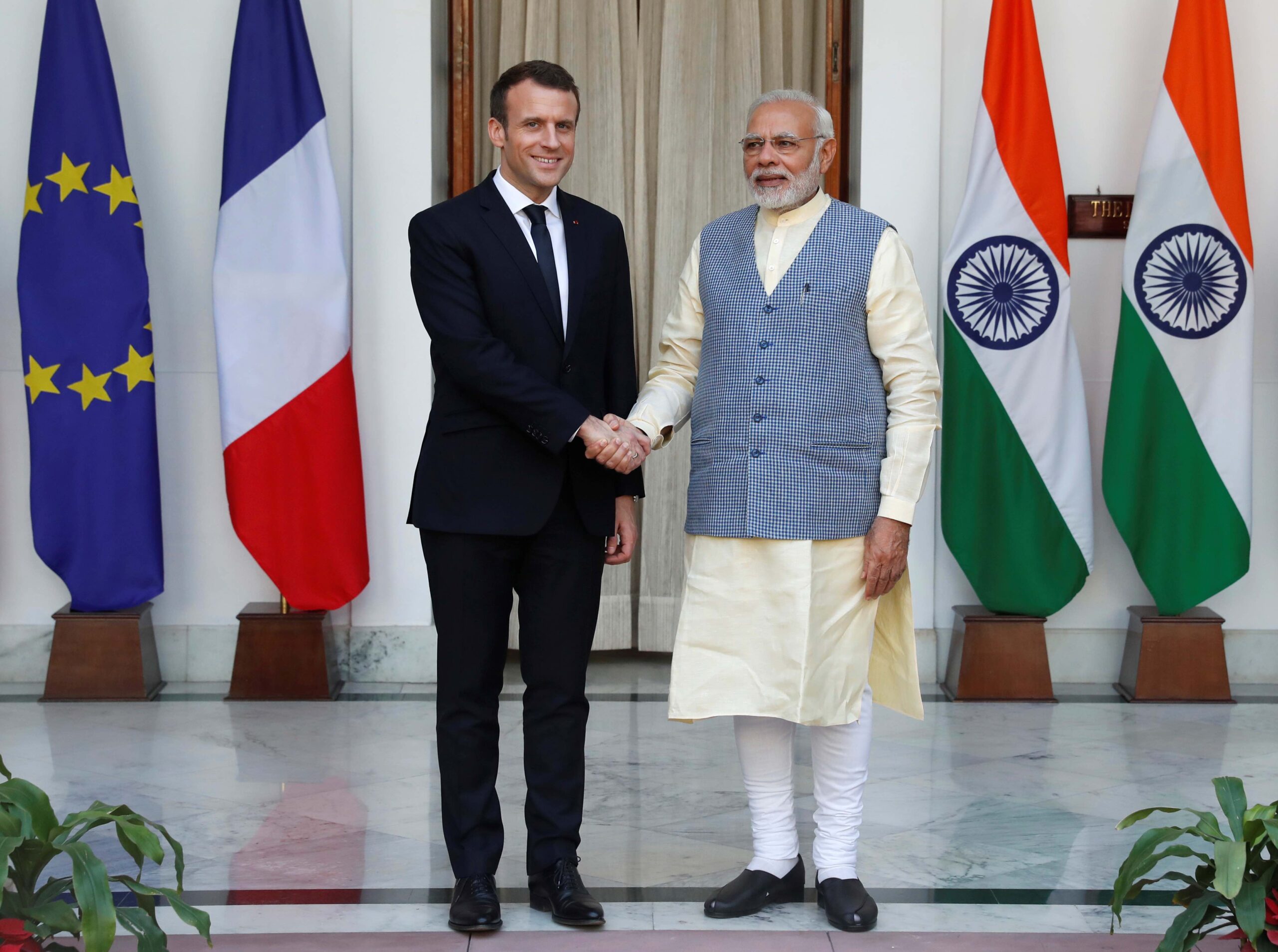 Emmanuel Macron With PM Narendra Modi